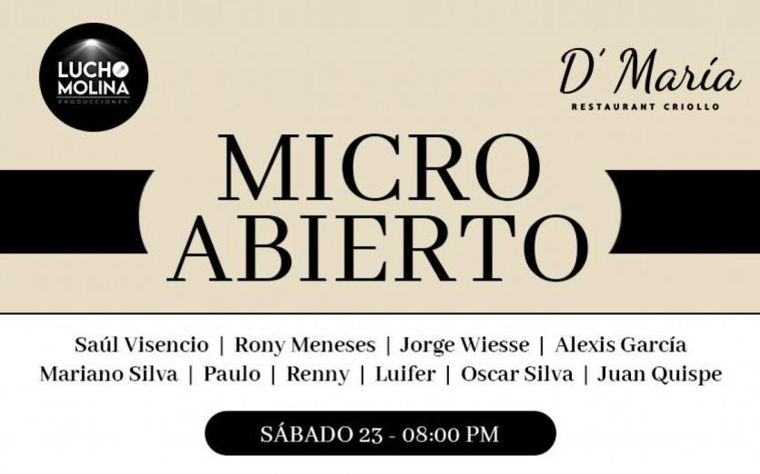MICRO ABIERTO  - ENTRADA LIBRE