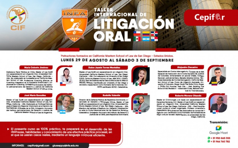 Talle virtual de Litigación Oral con simulación de Juicio.