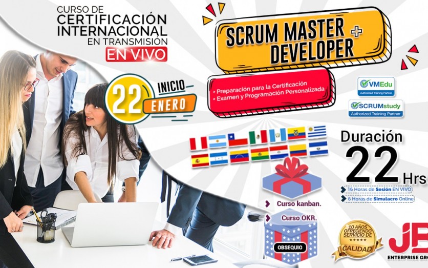 CURSO DE TRANSMISIÓN EN VIVO: SCRUM MASTER + SCRUM DEVELOPER