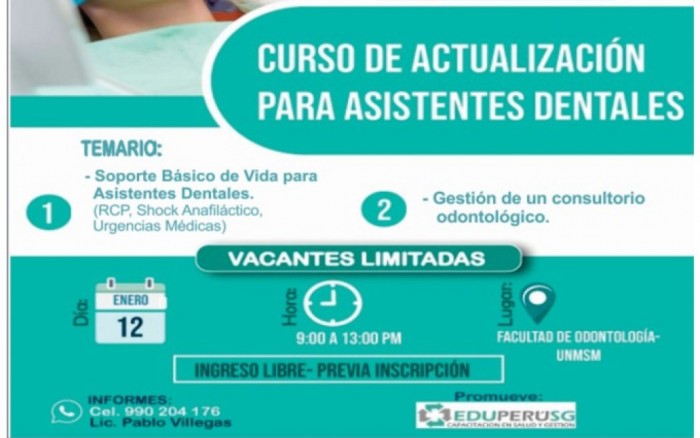 CURSO ACTUALIZACION ASISTENTES DENTALES