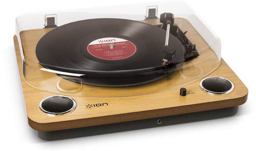 ION Audio Max LP – Three Speed Vinyl Conversion Turntable with Stereo Speakers, USB Output to Convert Vinyl Records to Digital Files and Standard RCA & Headphone Outputs – Natural Wood Finish
