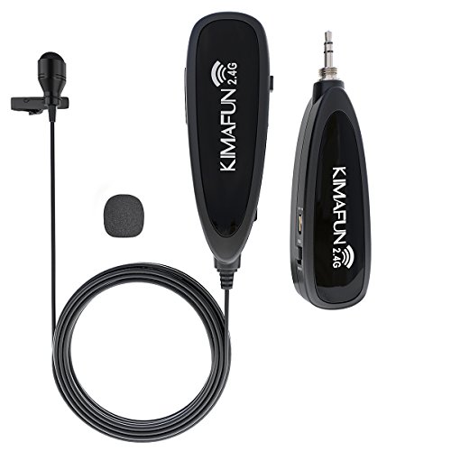 Wireless Microphone System,KIMAFUN 2. 4G Wireless Lavalier Microphone with Lavalier Lapel Mics,Transmitter&Receiver,for Camera,Computer,Speaker,Smart Phone,Teaching,Public Speaking,Voice aplifier,G130