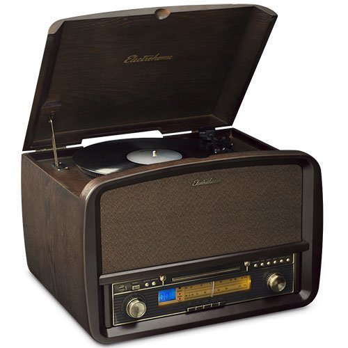 Electrohome Signature Vinyl Record Player Classic Turntable Natural Wood Hi-Fi Stereo System with AM/FM, CD, USB for MP3, Vinyl-to-MP3 Recording & AUX Input for Smartphones & Tablets (EANOS700)
