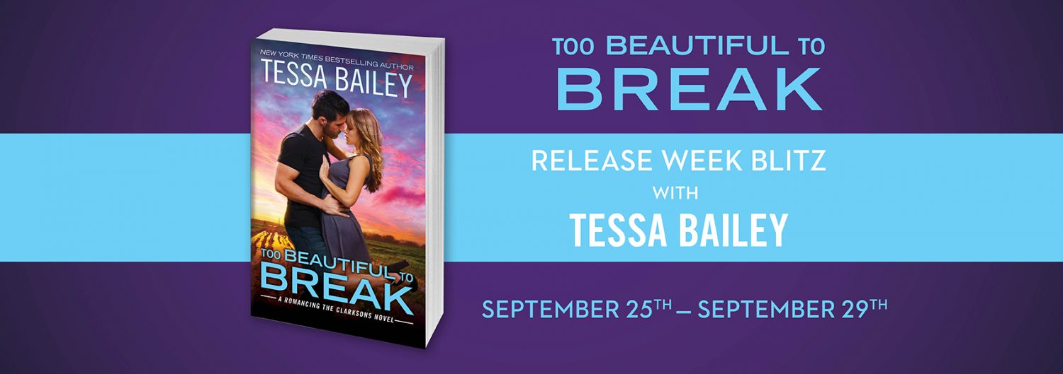 Release Week Blitz, Review, Author Top Five, Teasers & Giveaway: Too Beautiful to Break (Romancing the Clarksons #4) by Tessa Bailey