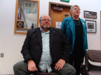 Merrill Sanford and his wife Patti at election central.