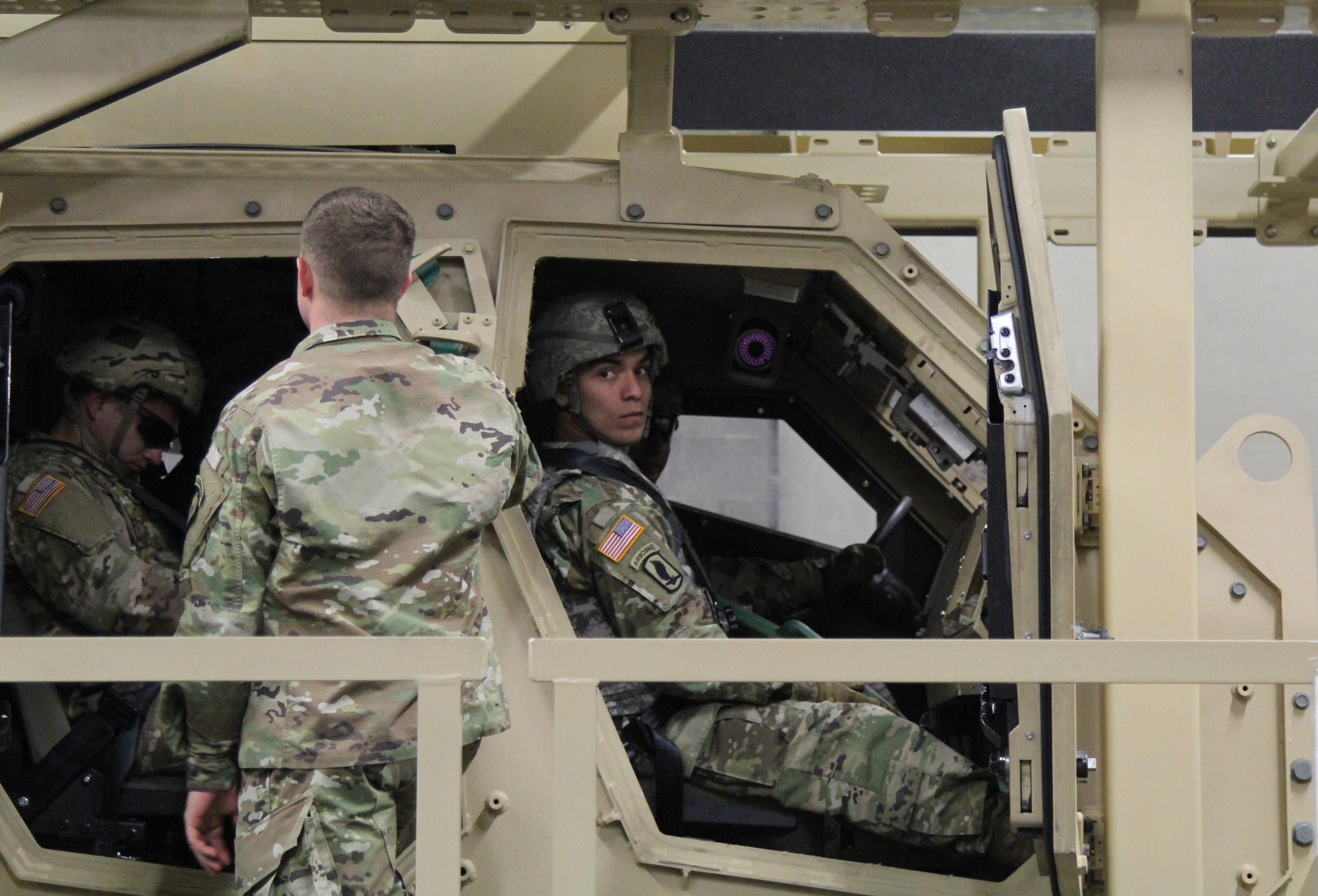 Airborne Army soldiers practice roll-over drills in preparation for their deployment to Afghanistan (Photo by Zachariah Hughes/Alaska Public Media)