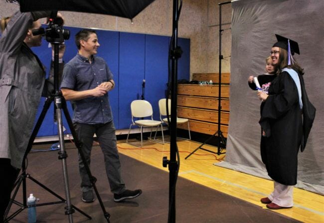 UAS graduate Julie Finley poses for a portrait with her daughter Molly. (Photo by Adelyn Baxter/KTOO)