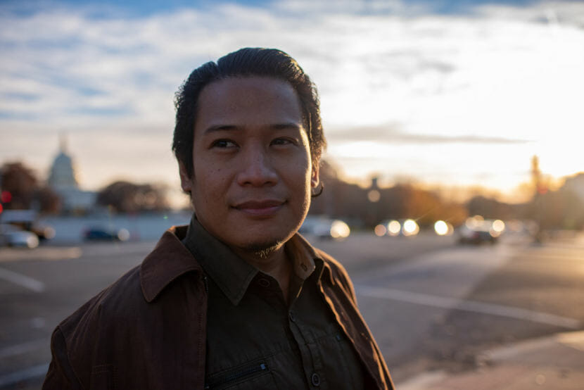 Froilan Grate in Washington, D.C., in December. He was invited to meet with industry representatives about the plastic tsunami in Asia. (Photo by Madeleine Cook/NPR)