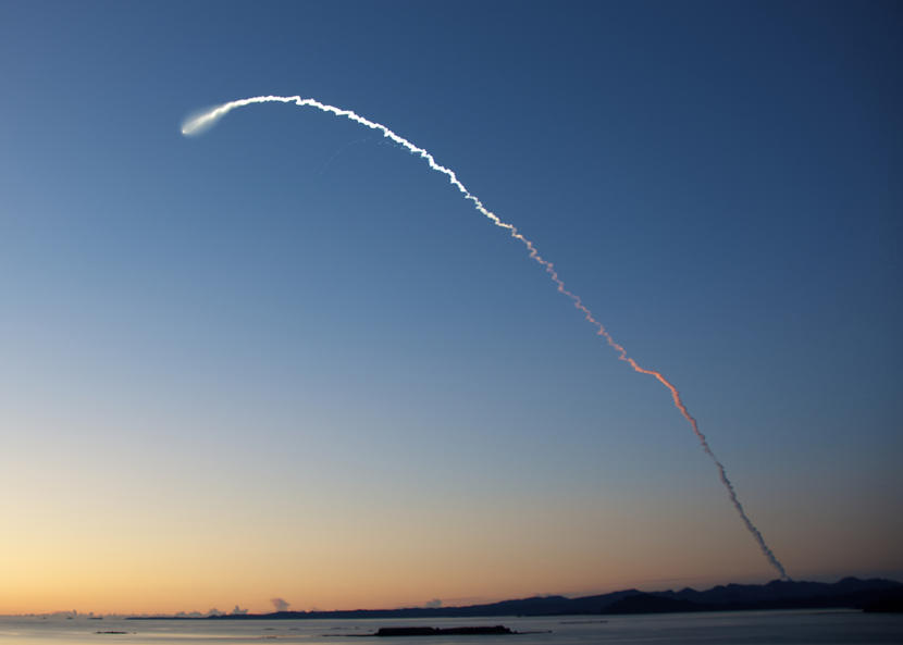 An Air Force Minotaur IV rocket is successfully propelled into Earth's atmosphere from the Pacific Spaceport Complex at Narrow Cape on Kodiak Island.