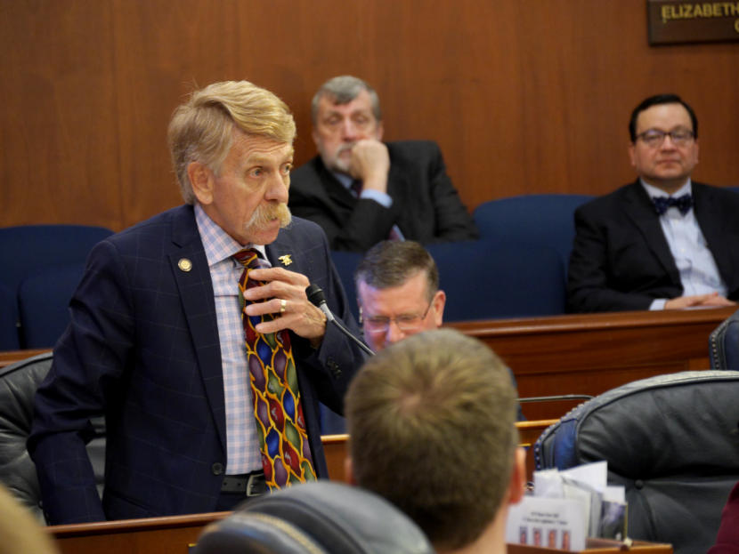 Rep. Laddie Shaw, R-Anchorage, speaks during a House floor session in Juneau on March 20, 2019.