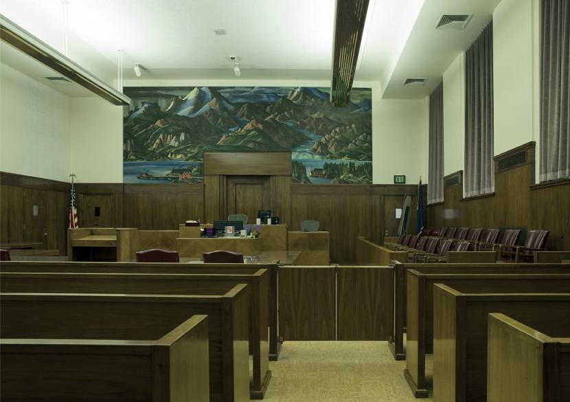 A courtroom in the Anchorage Federal Building.
