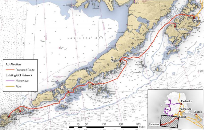 GCI’s proposed project would bring undersea fiber optic cable from Kodiak to Unalaska, spanning approximately 860 miles. (Photo courtesy of GCI)