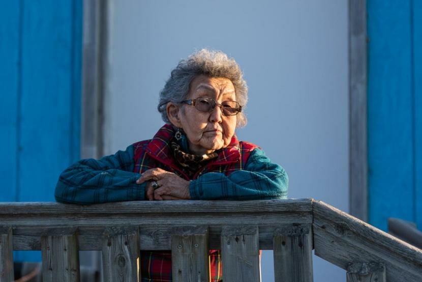 Bethel Elder Esther Green reflects on past pandemics, and lessons learned through stories passed down in the Yukon-Kuskokwim Delta. Green stands outside her home during the coronavirus pandemic on April 30, 2020 in Bethel, Alaska.(Katie Basile/KYUK)