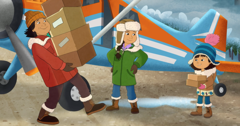 Dad, Mom and Molly unloading the bush plane. (Photo courtesy of WGBH Educational Foundation)