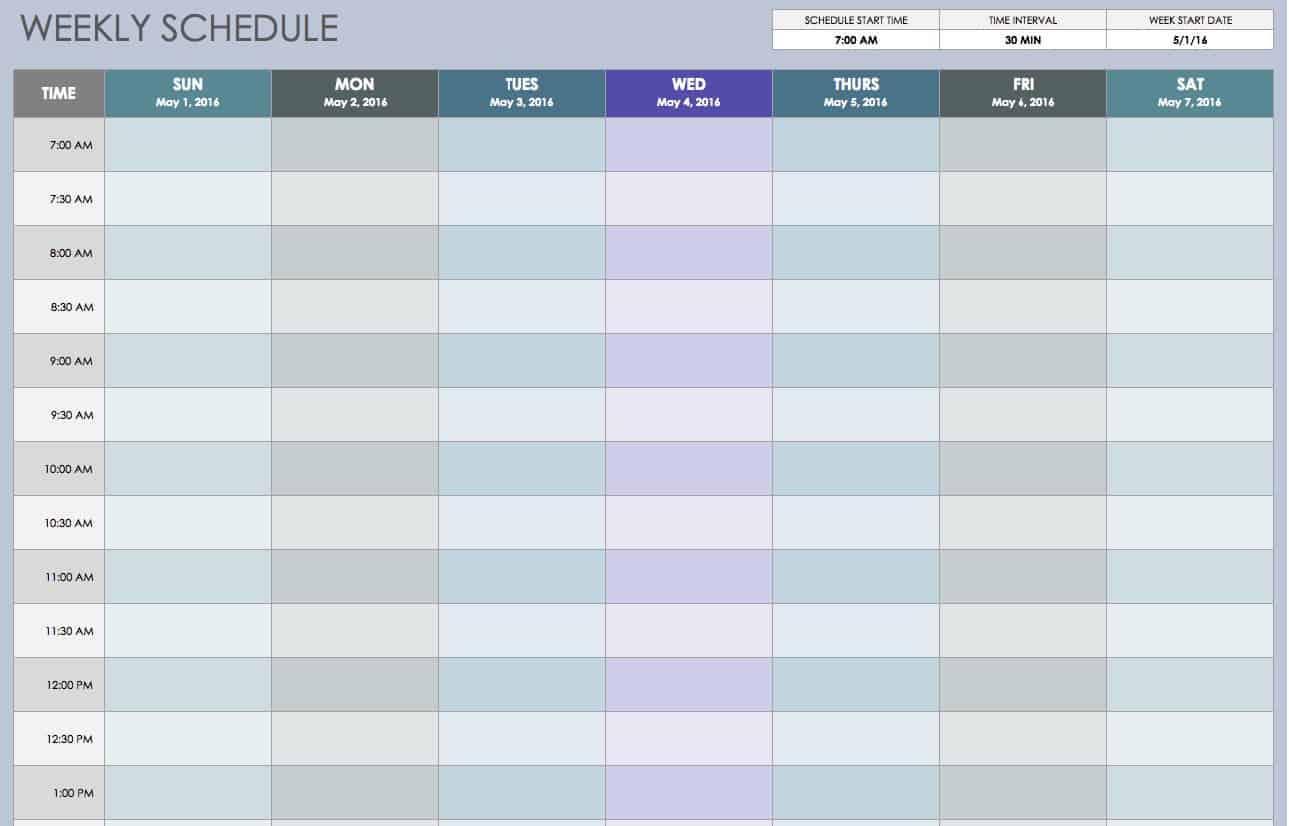 Create A Schedule Templates Free
