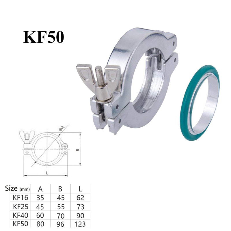 NW/KF Aluminum Flange Clamp + Flange Centering Clamp Ring Centering O-rings with Fluorine Rubber (kf-50)