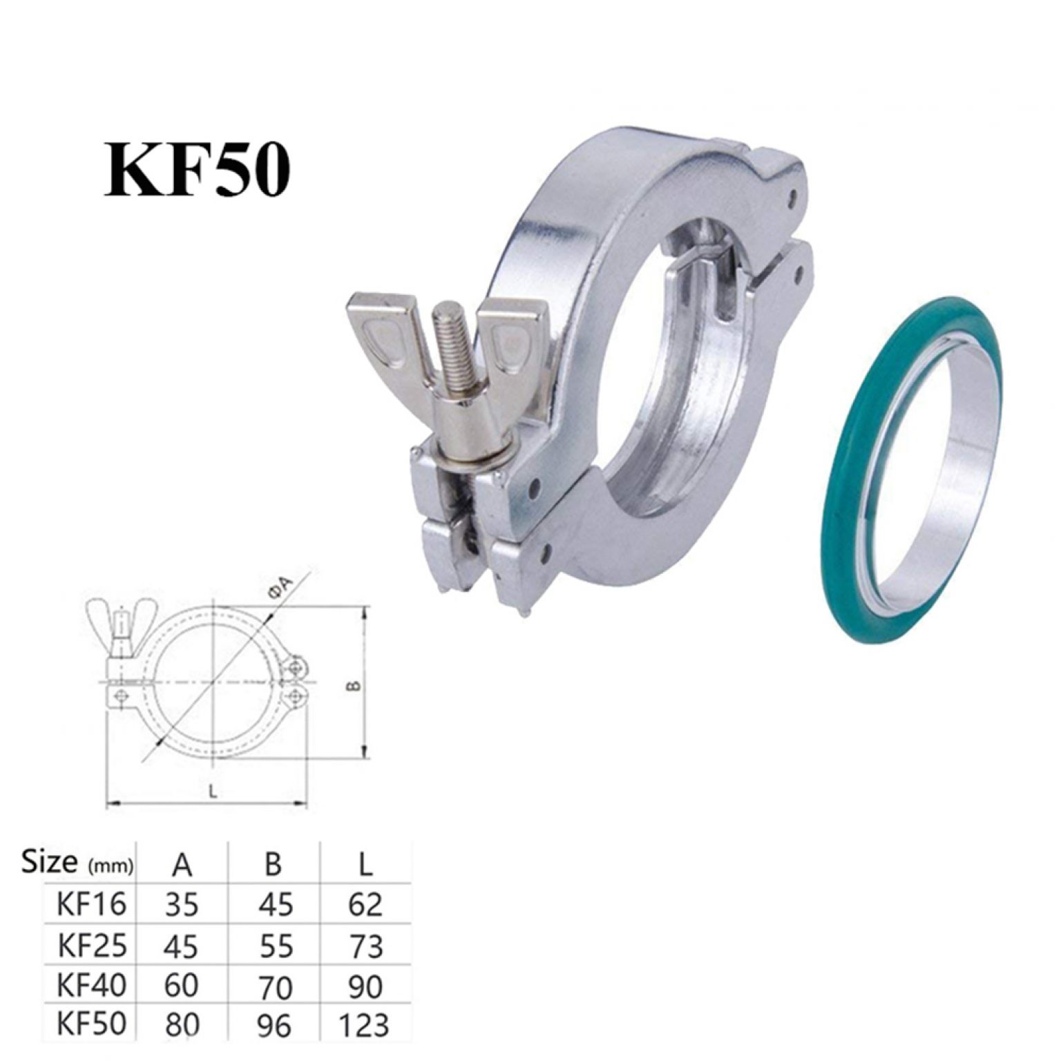 NW/KF Aluminum Flange Clamp + Flange Centering Clamp Ring Centering O