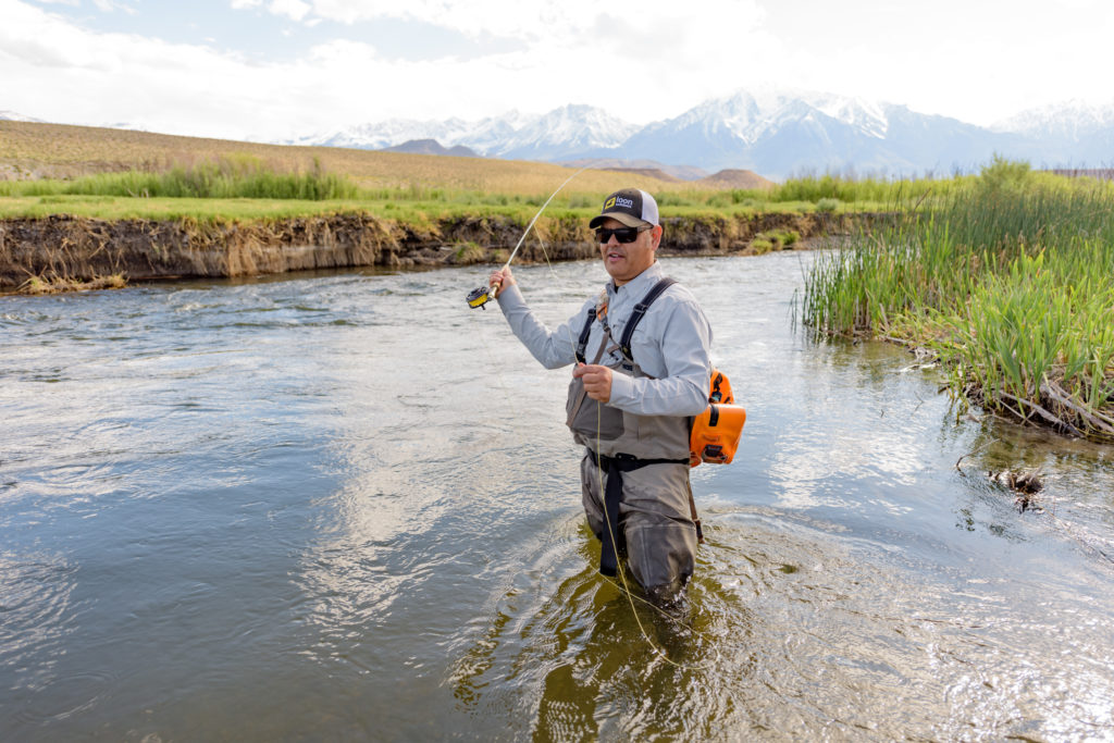 Man fly fishing in Owens River.