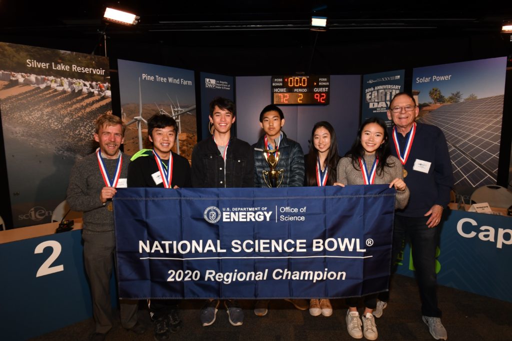 Image of a group of people holding a banner