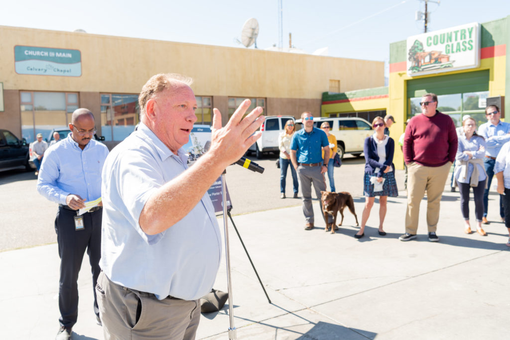 Clarence Martin addresses crowd at outdoor public event.