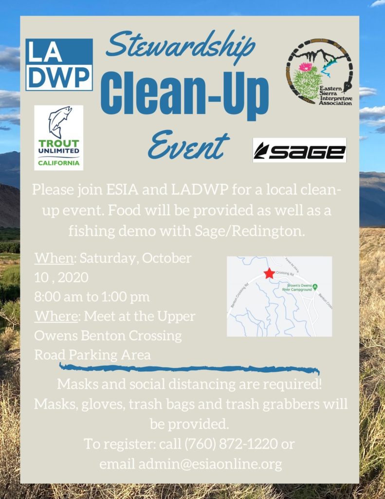 stewardship clean up event flyer with logos and event information.