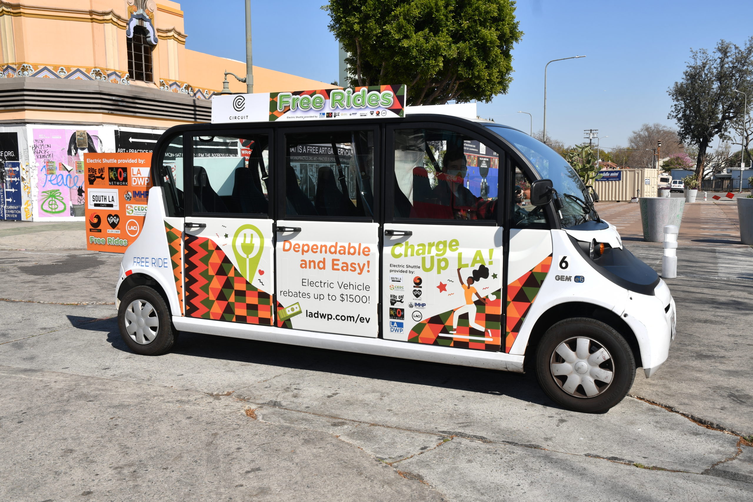leimert park ev shuttle with LADWP exterior wrap