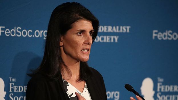 Nikki Haley es la embajadora de Estados Unidos en la ONU. LA PRENSA/ ARCHIVO