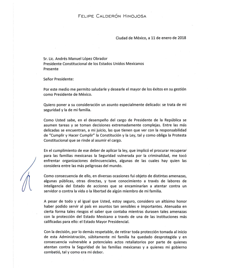 Carta de Felipe Calderón a AMLO (1)