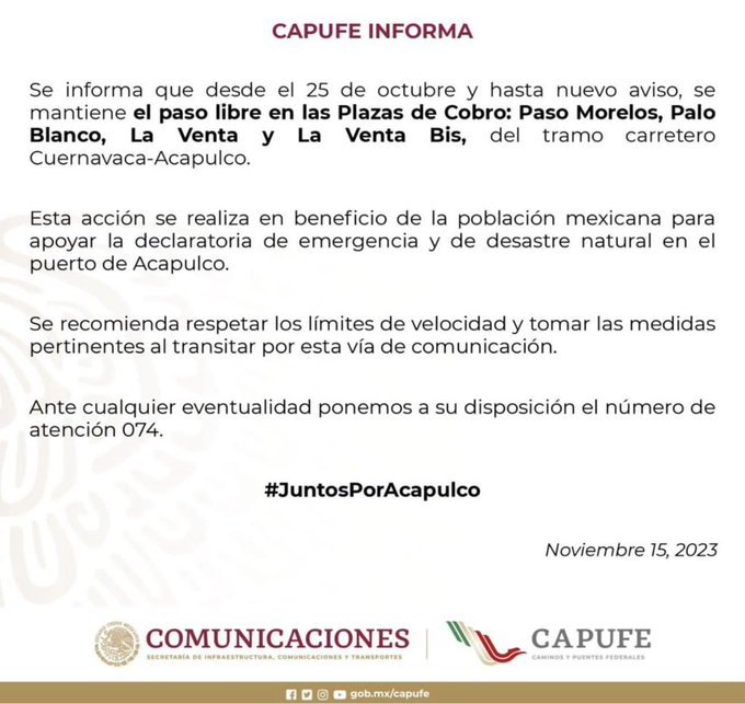 Autopista del Sol hacia Acapulco seguirá sin cobrarse