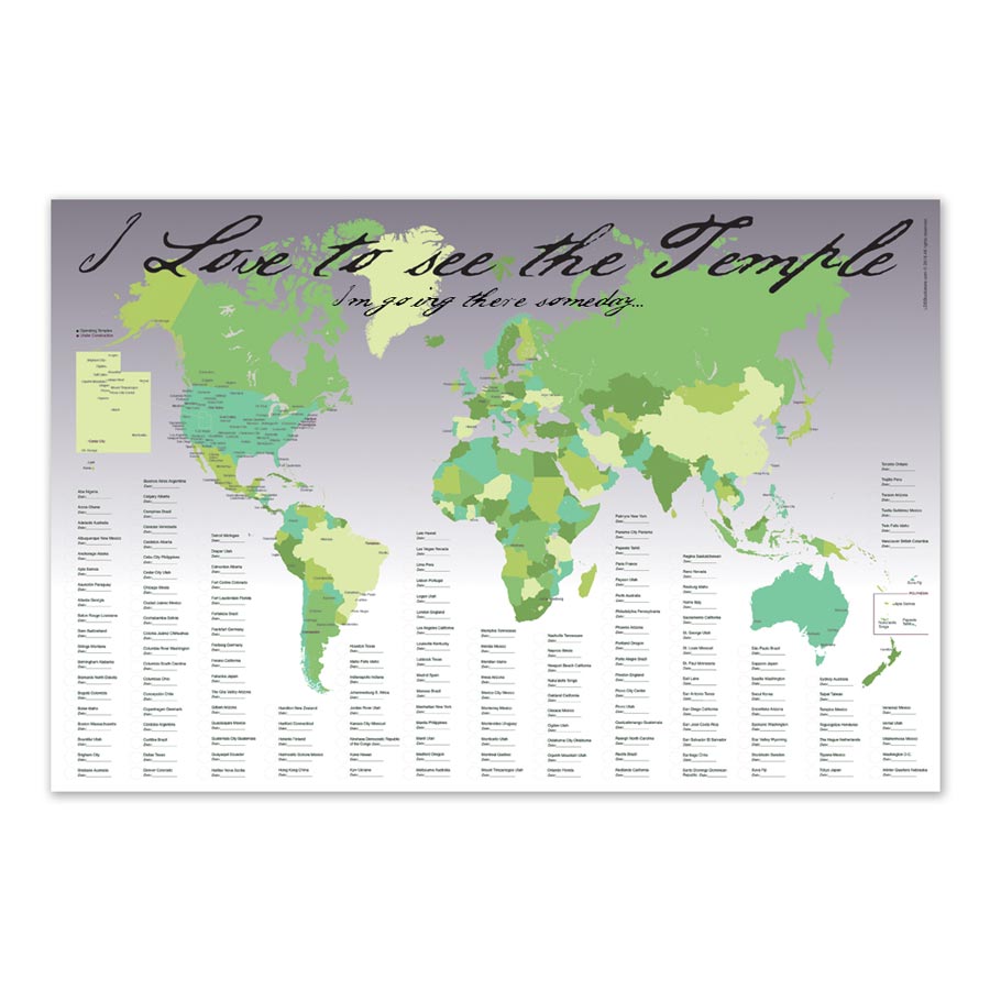 World Temple Map in LDS Posters on