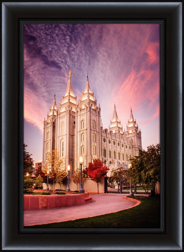 salt lake temple pink sunrise framed in temple lds primary christmas gifts