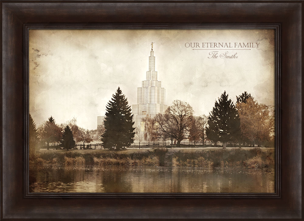 Idaho Falls Temple Vintage Framed in Temple (D
