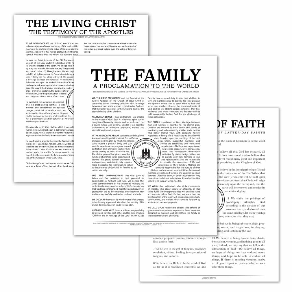 lds family poster pack temple stamp style family proclamation