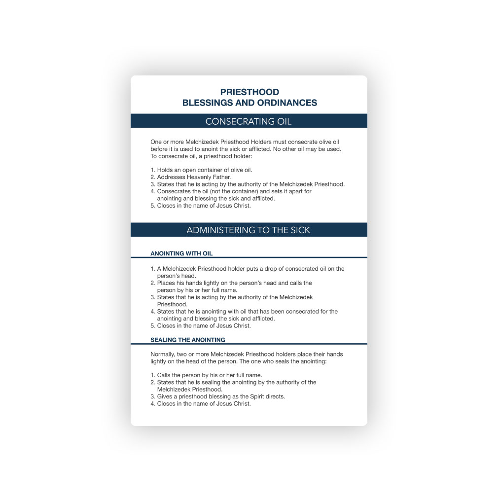 Pocket Priesthood Ordinance Card