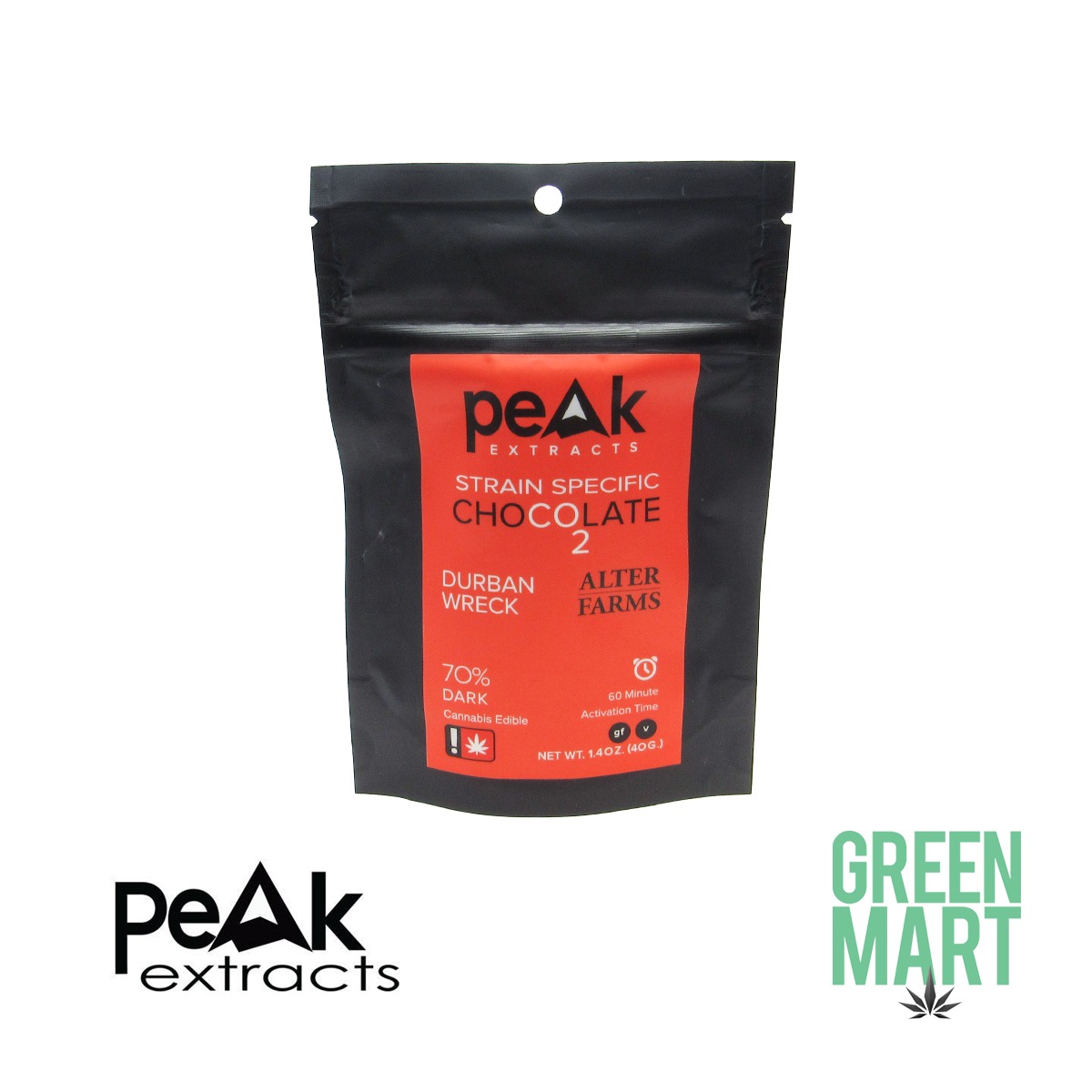 Peak Extracts Durban Wreck Dark Chocolate 50mg 10pack Leafly