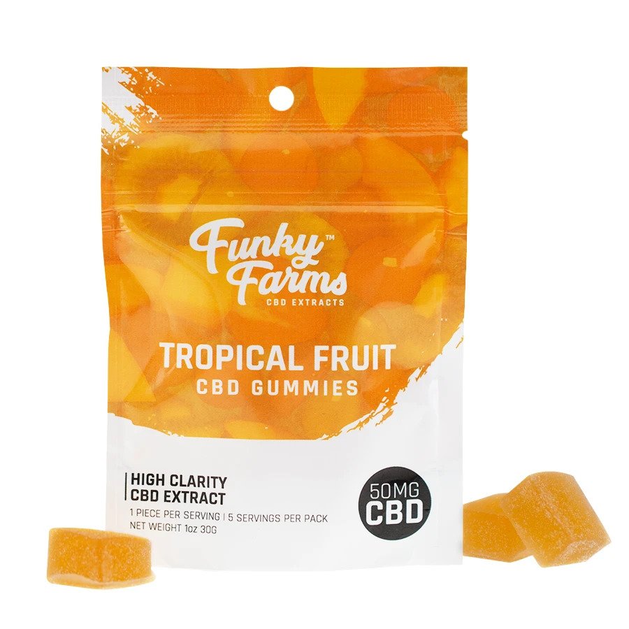 Funky Farms Tropical Fruit Gummies 50mg 5pack Leafly