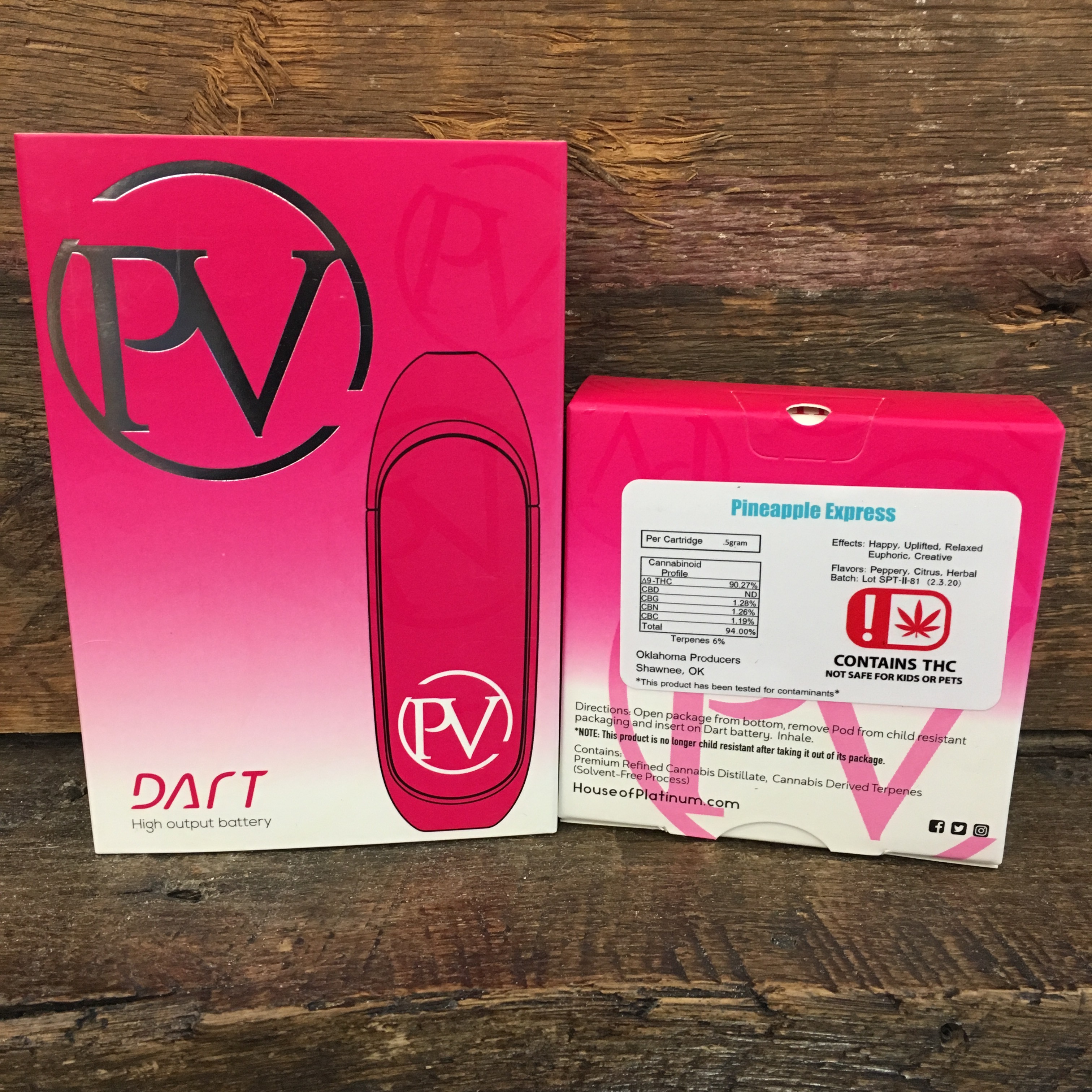 Platinum Vape: Pineapple Express Dart Pod Cartridge 0.5g