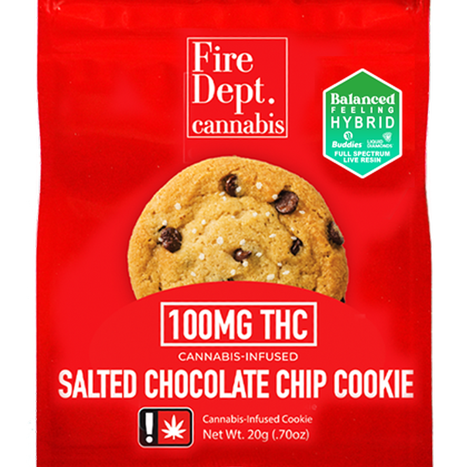 Fire Dept. Cannabis: Hybrid Salted Chocolate Chip 100mg Cookie