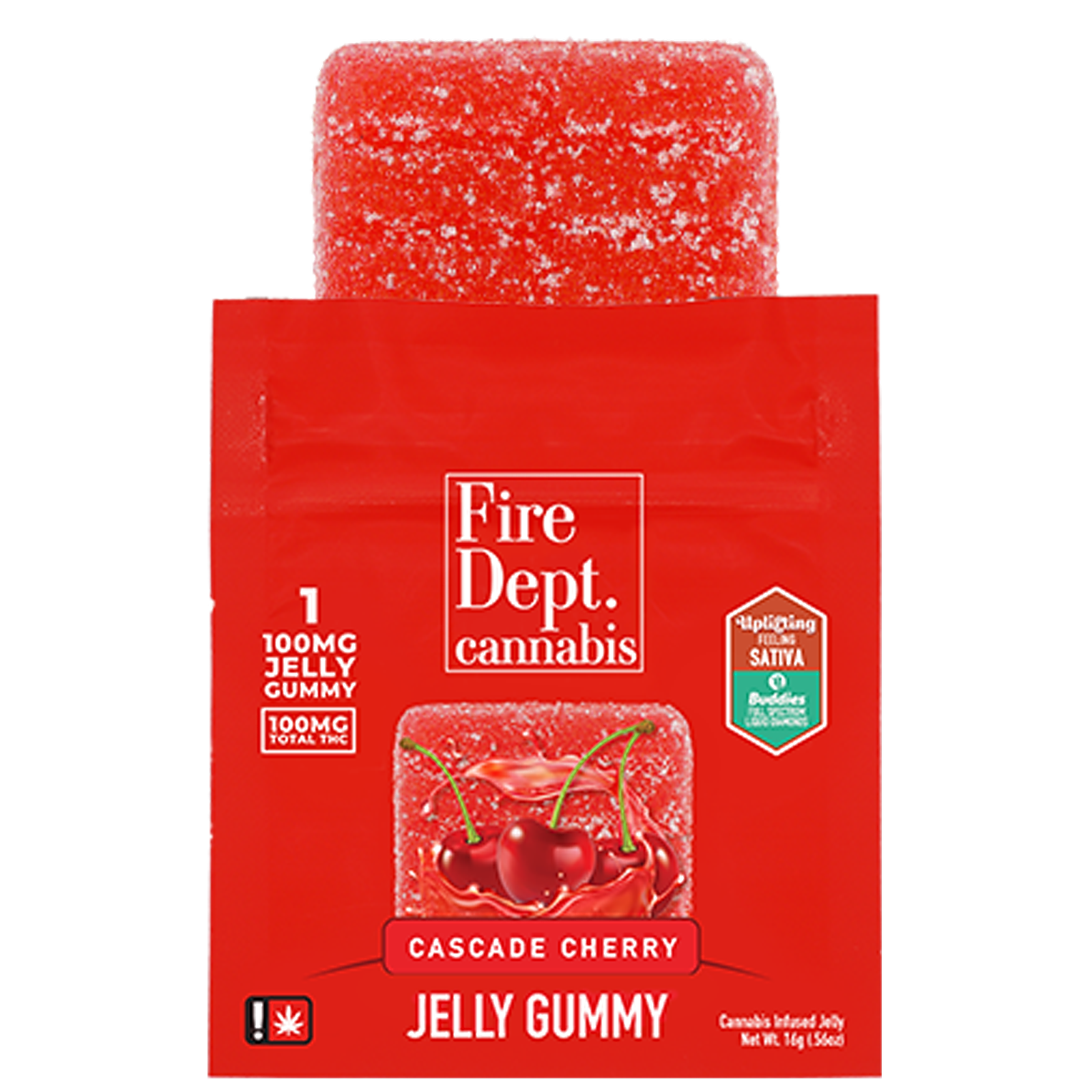 Fire Dept. Cannabis: 100mg THC Single Jelly Gummy - Cascade Cherry