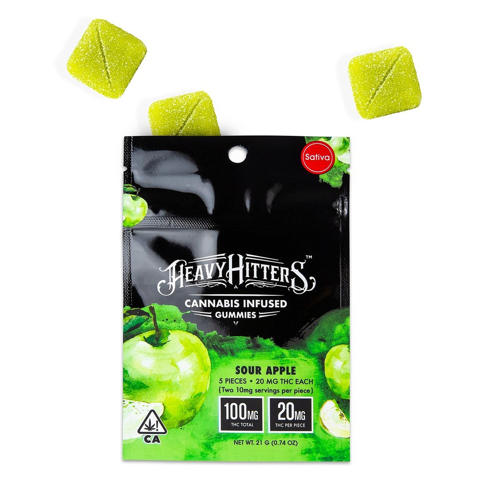 Heavy Hitters Sour Apple Ultra Gummy 100mg 5pack (Sativa) Leafly