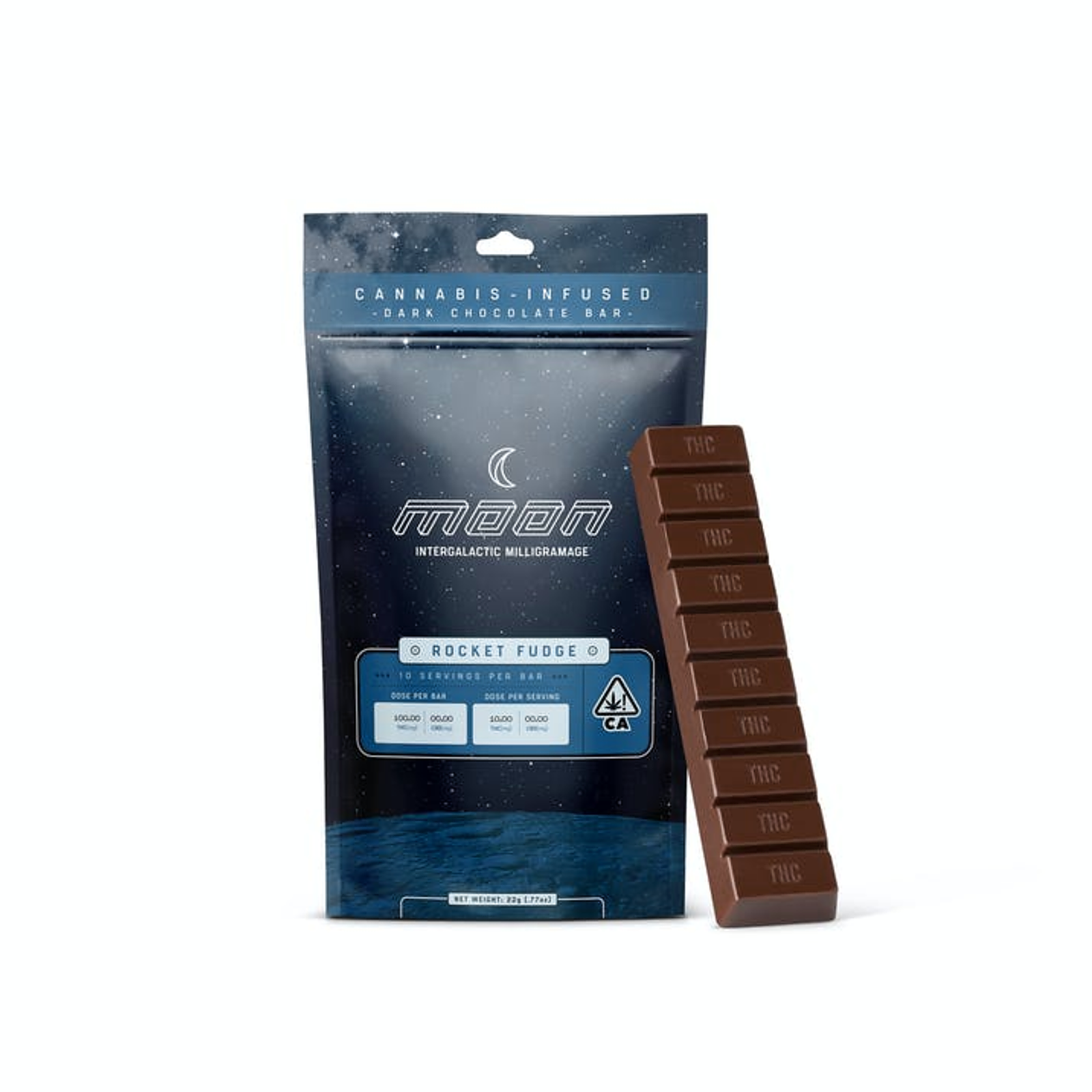 Moon: Rocket Fudge Dark Chocolates 100mg 10-pack | Leafly