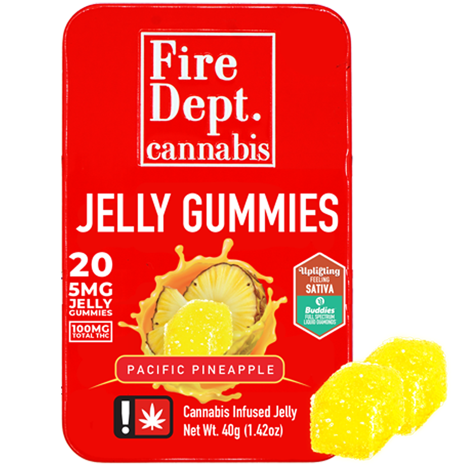 Fire Dept. Cannabis 100mg THC Jelly Gummy 20 Pack Pacific Pineapple