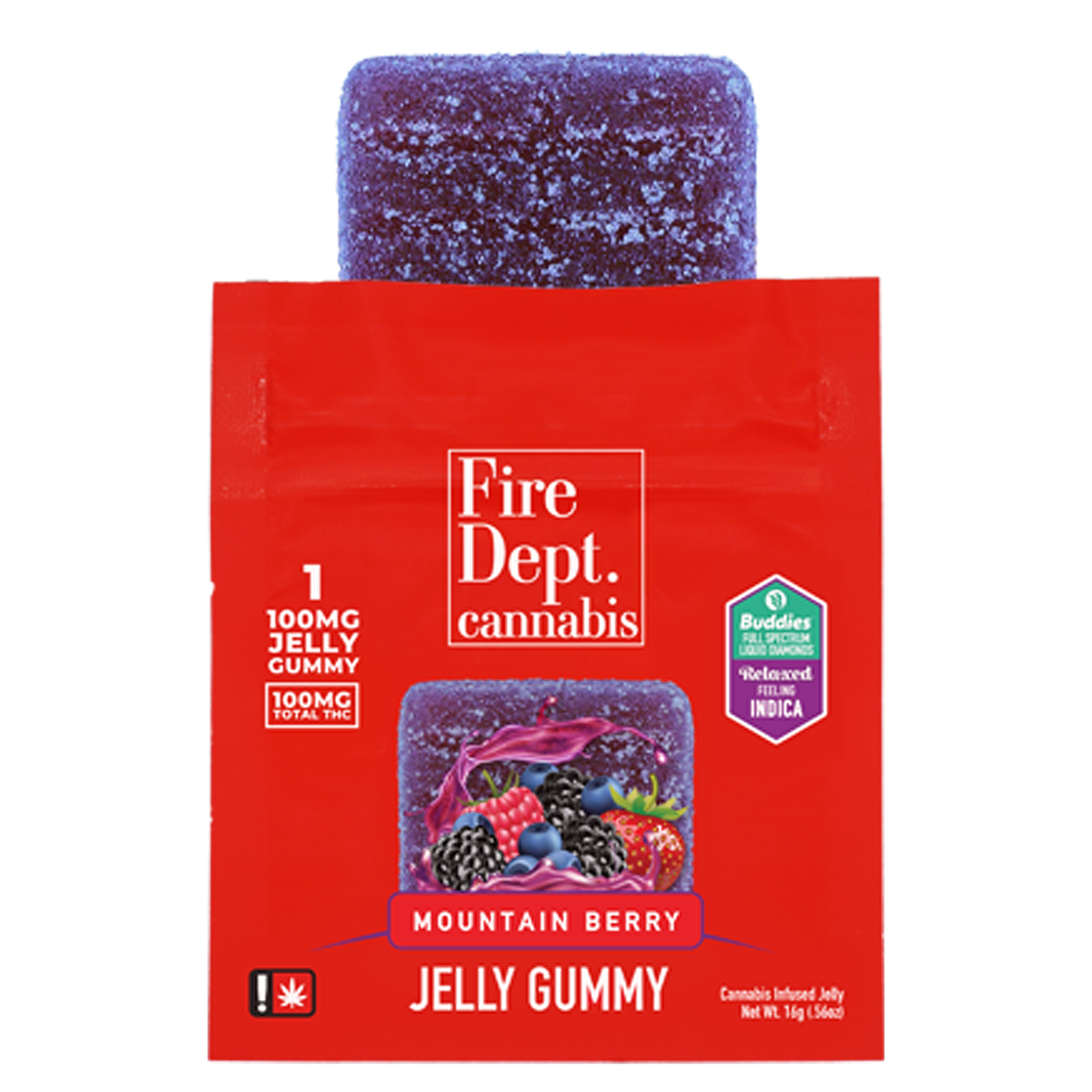 Fire Dept. Cannabis 100mg THC Single Jelly Gummy Mountain Berry