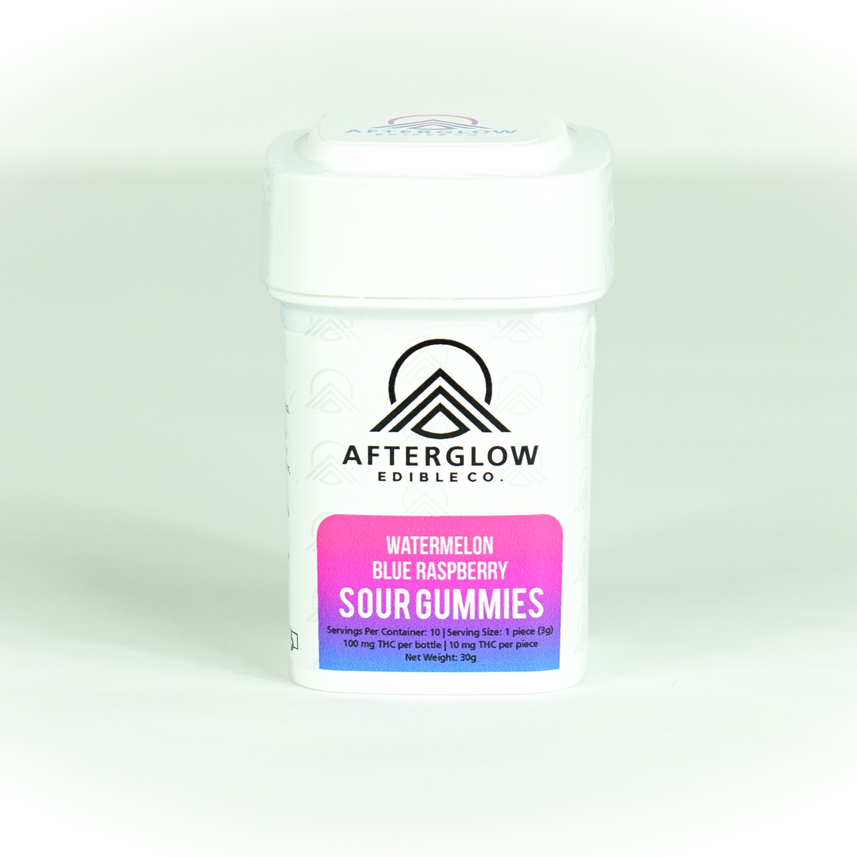 Afterglow Edible Co. Watermelon Blue Raspberry Gummies 100mg 10pack Leafly