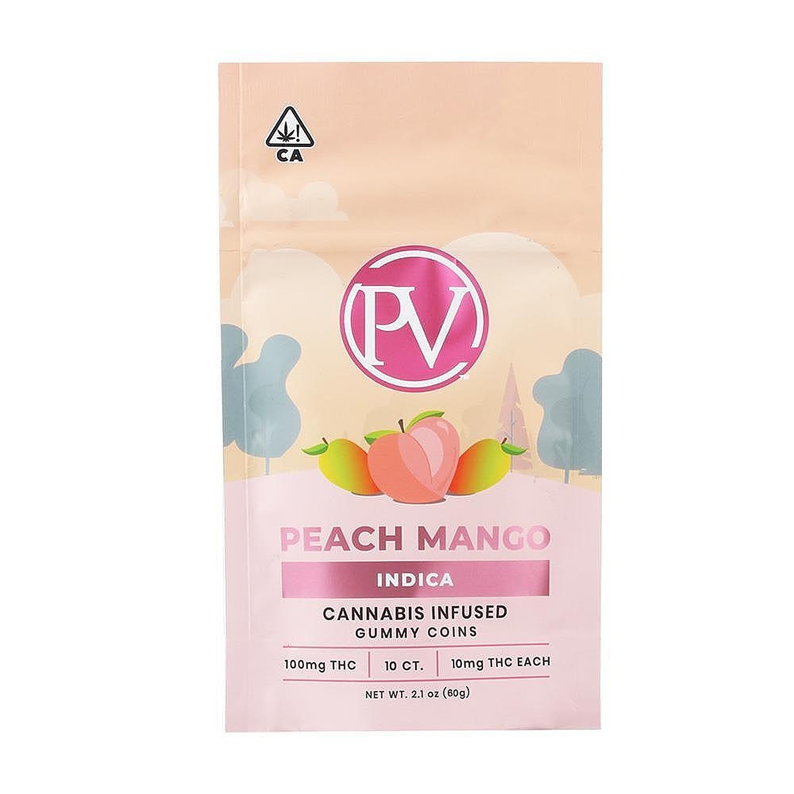 Platinum Vape Peach Mango Gummy Coins 100mg 20pack Leafly