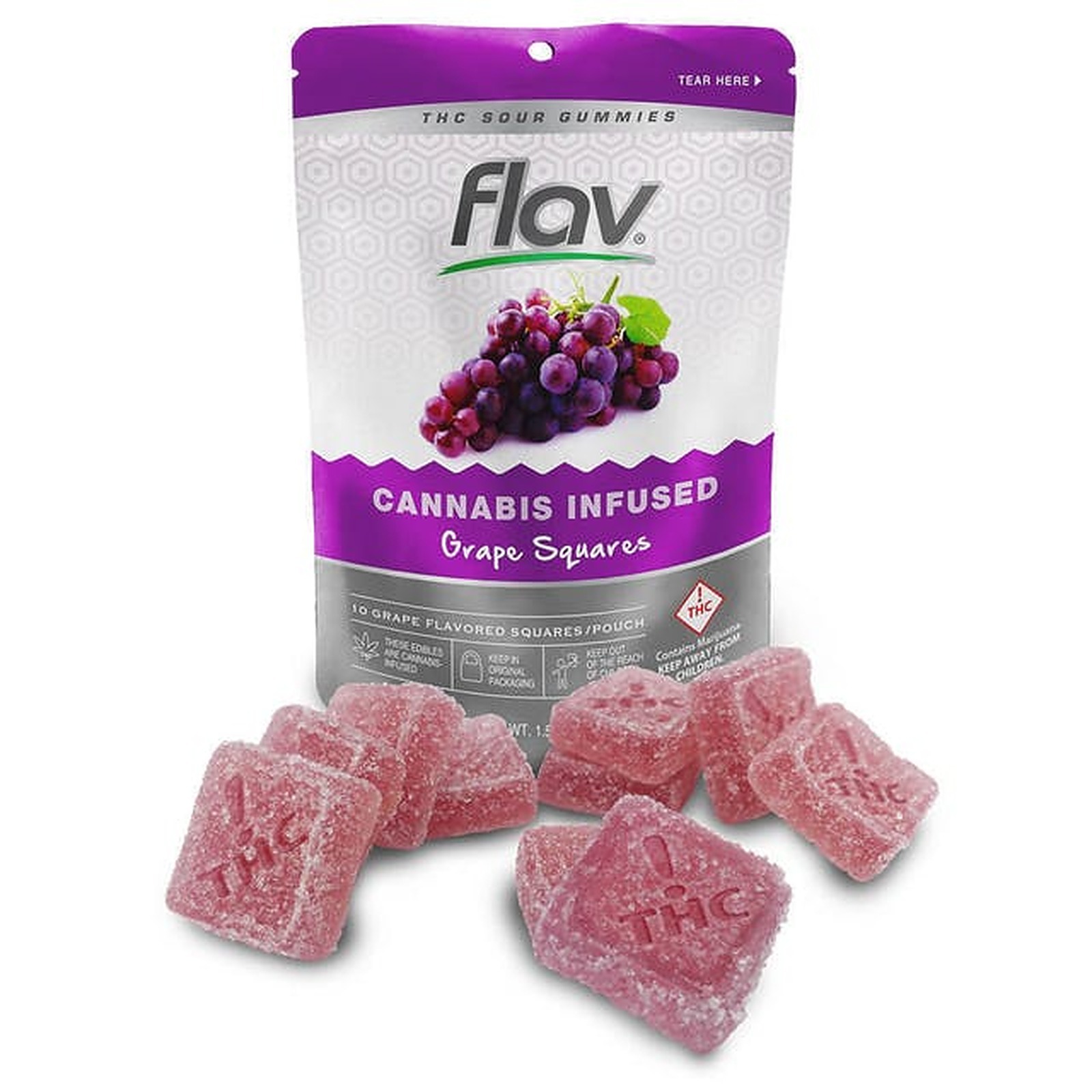 Grape Sour Gummy Squares 100mg 10pack Leafly