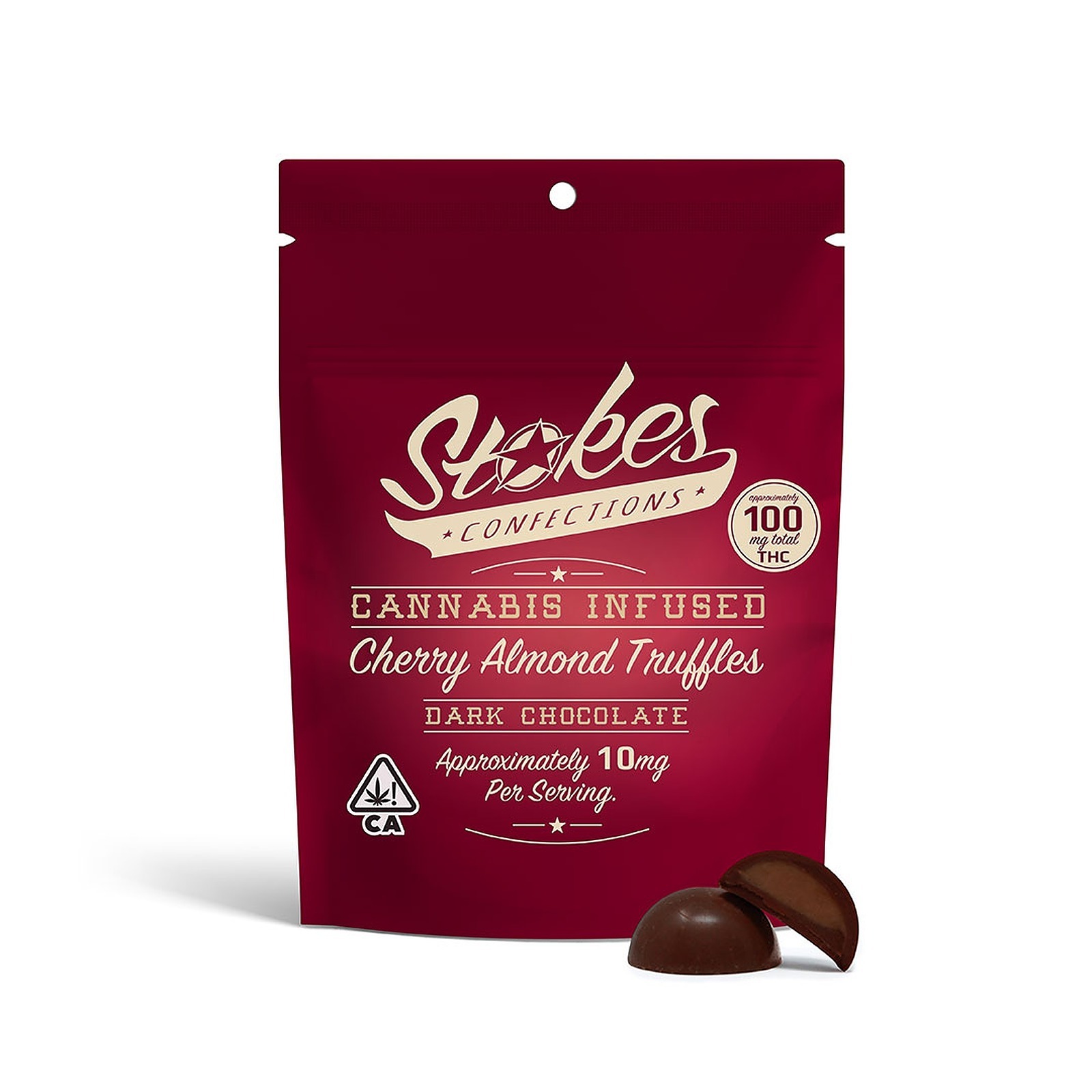 Stokes Confections Cherry Almond Dark Chocolate Truffles 100mg 10pack