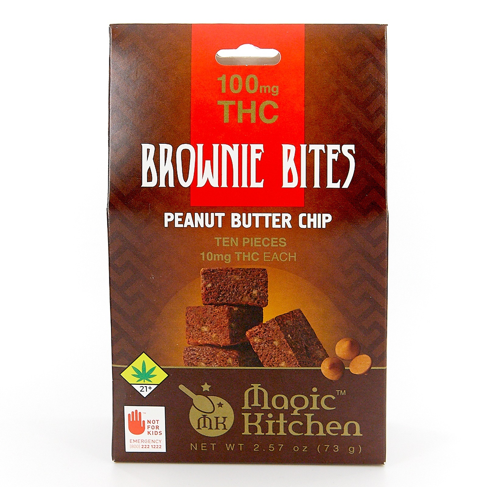 Peanut Butter Chips Brownie Bites 100mg 10pack Leafly
