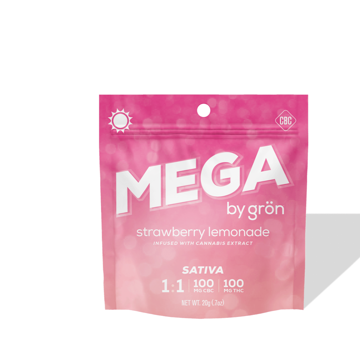 Grön: Strawberry Lemonade Sativa 1:1 THC/CBC 100mg Mega Pearl