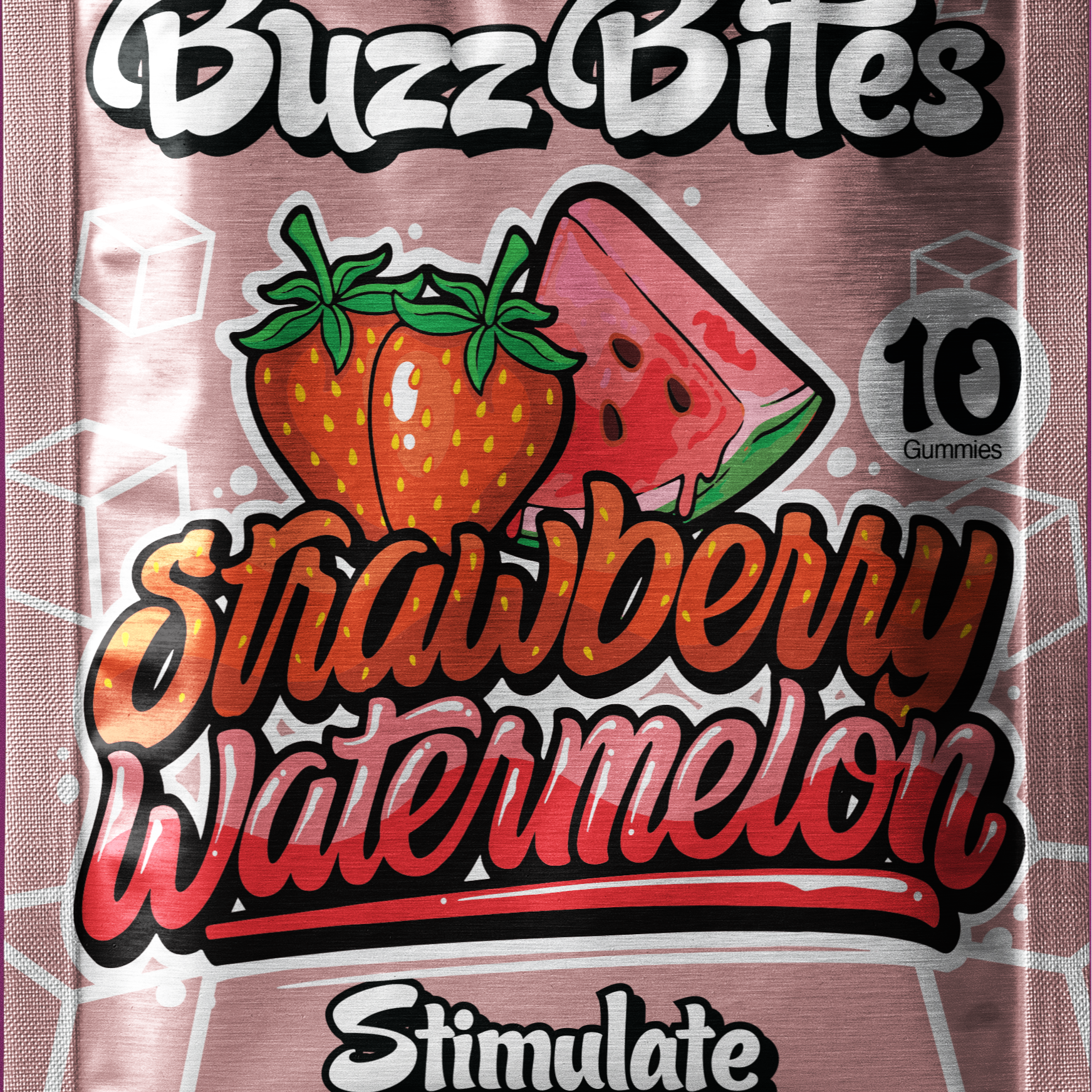 Buzz Bites: Indulge Dis. - Buzz Bites 10pc - Strawberry Watermelon Stimulate